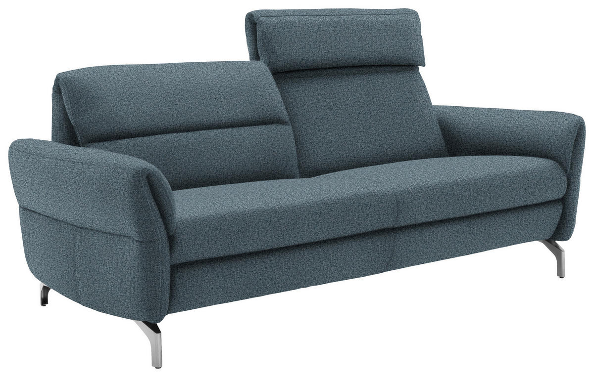 2-SITZER-SOFA in Flachgewebe Blau  - Blau/Nickelfarben, Design, Textil/Metall (186/87/100cm) - Schöner Wohnen