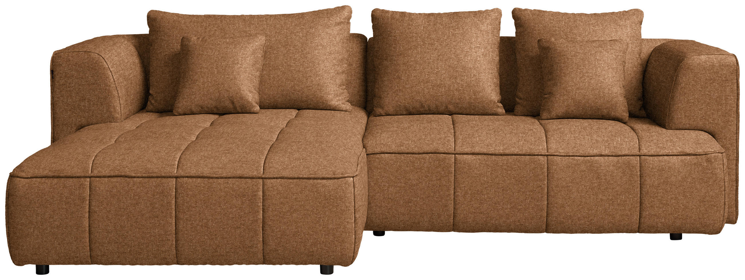 ECKSOFA Webstoff Cognac  - Cognac/Schwarz, Design, Kunststoff/Textil (188/288cm) - Welnova