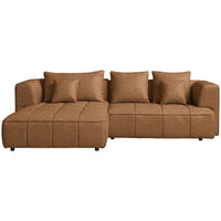 ECKSOFA Webstoff Cognac  - Cognac/Schwarz, Design, Kunststoff/Textil (188/288cm) - Welnova