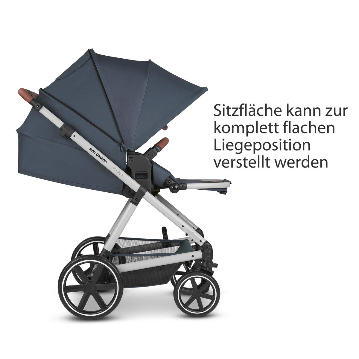 KINDERWAGENSET  Vicon 4  Lake  - Silberfarben/Dunkelblau, Basics, Textil/Metall (91/61/110cm) - ABC Design
