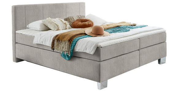 BOXSPRINGBETT 160/200 cm in Silberfarben - Chromfarben/Silberfarben, KONVENTIONELL, Kunststoff/Textil (160/200cm) - Hom`in