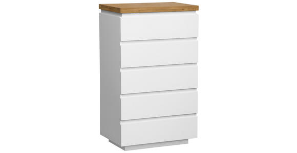 KOMMODE , 60/102/41,5 cm, 5 Schublade(n)  - Eichefarben/Weiß, KONVENTIONELL, Holz/Holzwerkstoff (60/102/41,5cm) - Novel