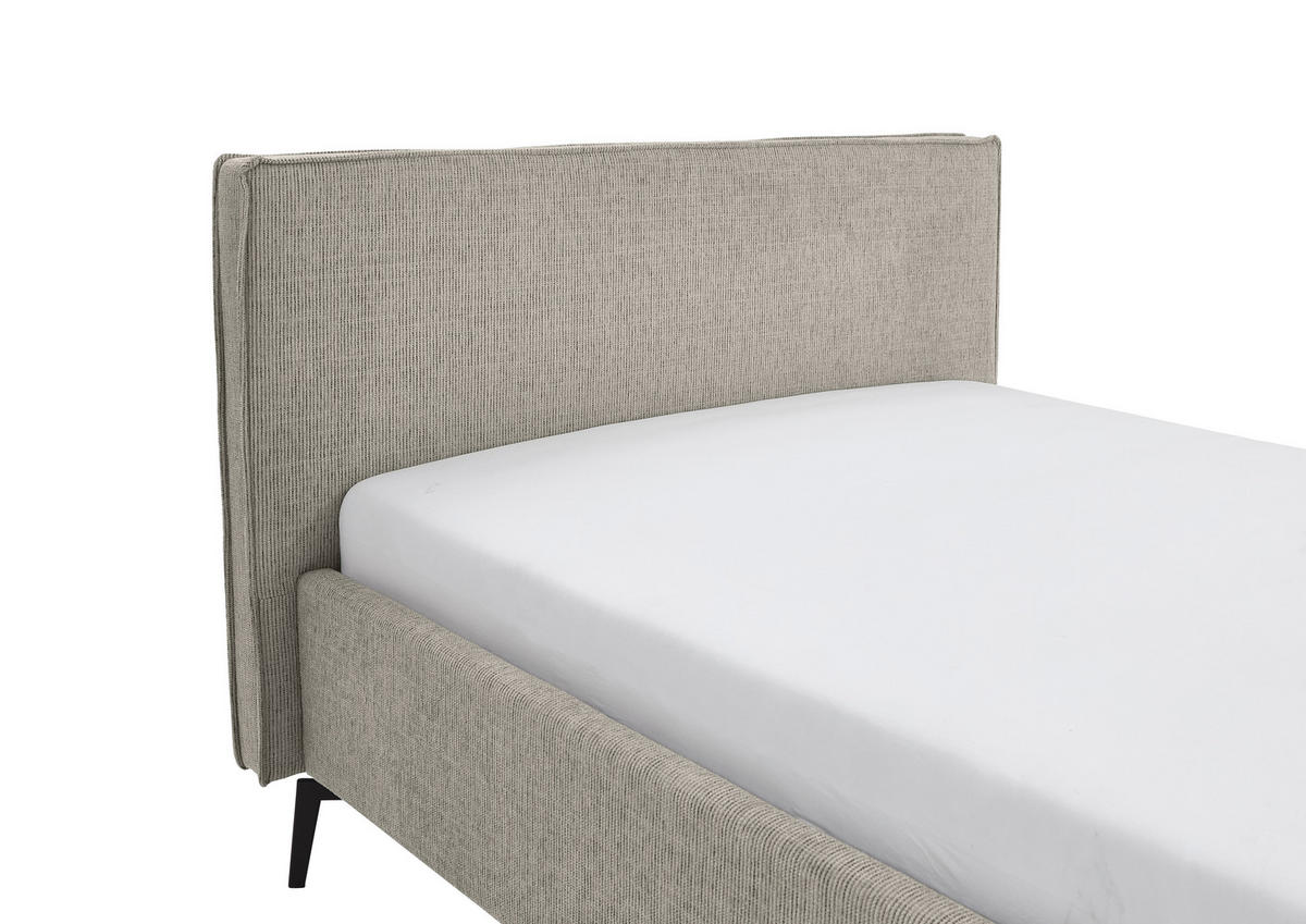 POLSTERBETT 140/200 cm  in Greige  - Greige/Birkefarben, Design, Holz/Textil (140/200cm) - home24