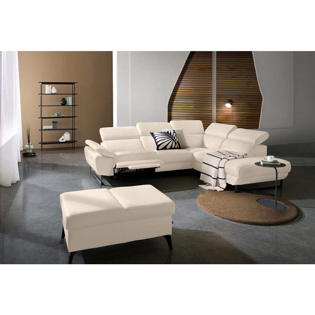 Thumbnail - Celina Home Ecksofa, Beige, Leder, Echtleder, Rindleder, Spaltleder, 5-Sitzer, Ottomane rechts, L-Form, 281x225 cm, Made...