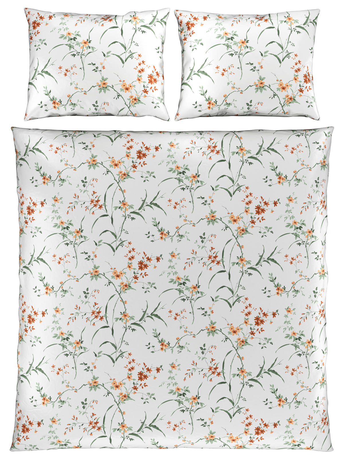 POSTELJINA FLOWERS 200/200 cm saten braon, zelena  - zelena/braon, Konvencionalno, tekstil (200/200cm) - Esposa