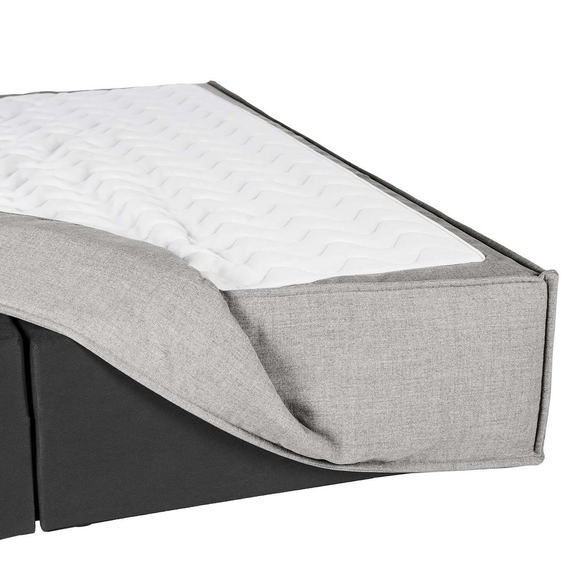 BOXSPRINGBETT 200/200 cm  in Hellgrau  - Hellgrau/Schwarz, Design, Textil (200/200cm) - home24