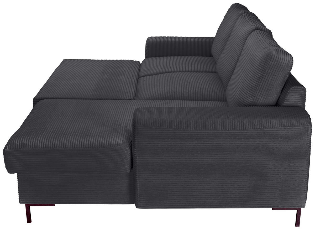 ECKSOFA Anthrazit Cord  - Anthrazit/Schwarz, KONVENTIONELL, Textil/Metall (240/150cm) - Carryhome