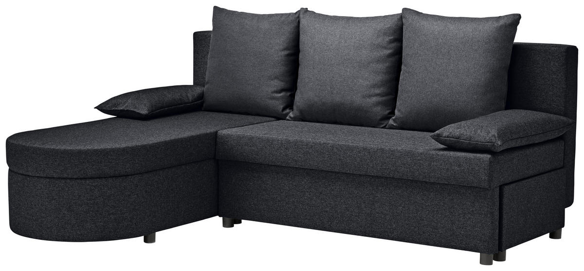 ECKSOFA in Webstoff Anthrazit  - Anthrazit/Schwarz, Konventionell, Kunststoff/Textil (159/196cm) - Ti'me