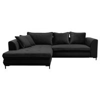 ECKSOFA in Velours Schwarz  187/277 cm  - Beige/Schwarz, Design, Textil/Metall (187/277cm) - Livetastic