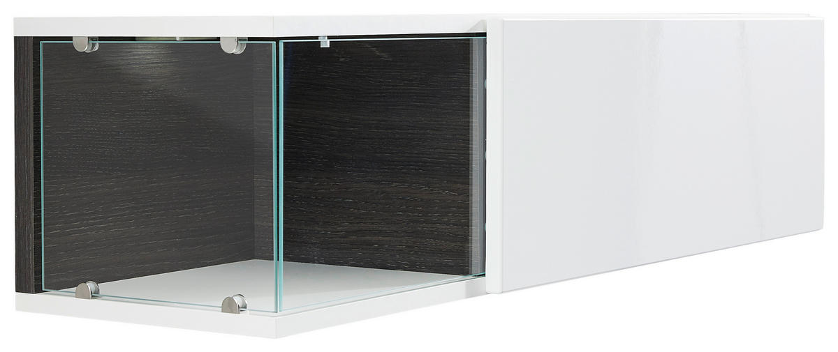 OBÝVACÍ STĚNA, perleť, vysoce lesklá bílá - bílá/černá, Design, kompozitní dřevo/plast (240/150/40cm) - MID.YOU