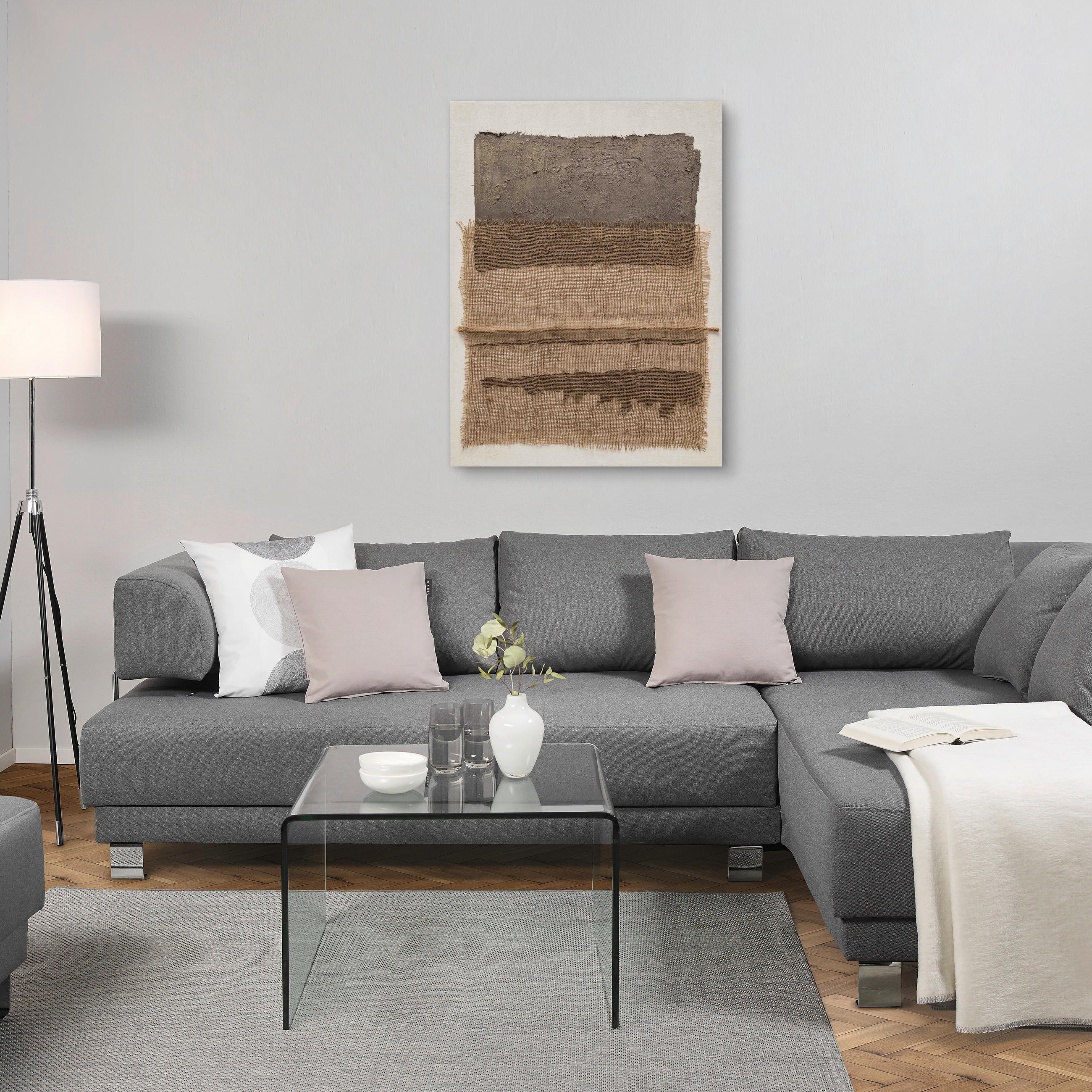 OLJEMÅLNING 90/120 cm  - brun, Design, trä/textil (90/120cm) - Monee
