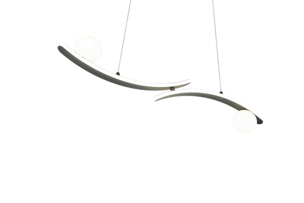LED-HÄNGELEUCHTE Napoli 82/150 cm  - Schwarz/Weiß, Design, Glas/Kunststoff (82/150cm) - Trio Leuchten