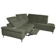 ECKSOFA Dunkelgrün Webstoff  - Dunkelgrün/Schwarz, KONVENTIONELL, Textil/Metall (288/225cm) - Carryhome