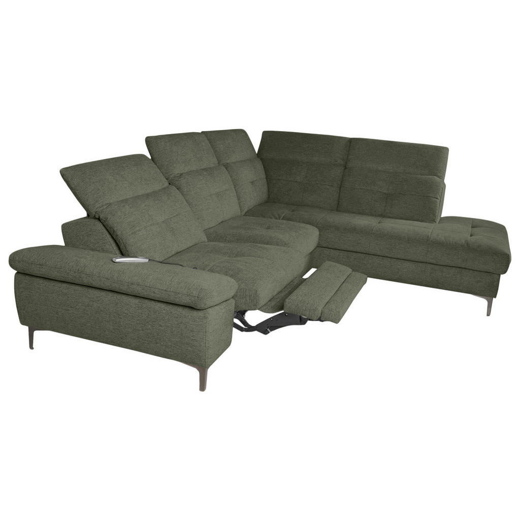 Thumbnail - Carryhome Ecksofa, Dunkelgrün, Textil, 5-Sitzer, Ottomane rechts, L-Form, 288x225 cm, Stoffauswahl, seitenverkehrt erhäl...