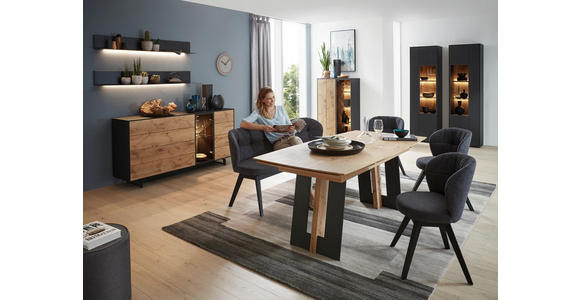 ESSTISCH in Holz, Metall 190(290)/95/77 cm - Eichefarben/Anthrazit, Natur, Holz/Metall (190(290)/95/77cm) - Valnatura