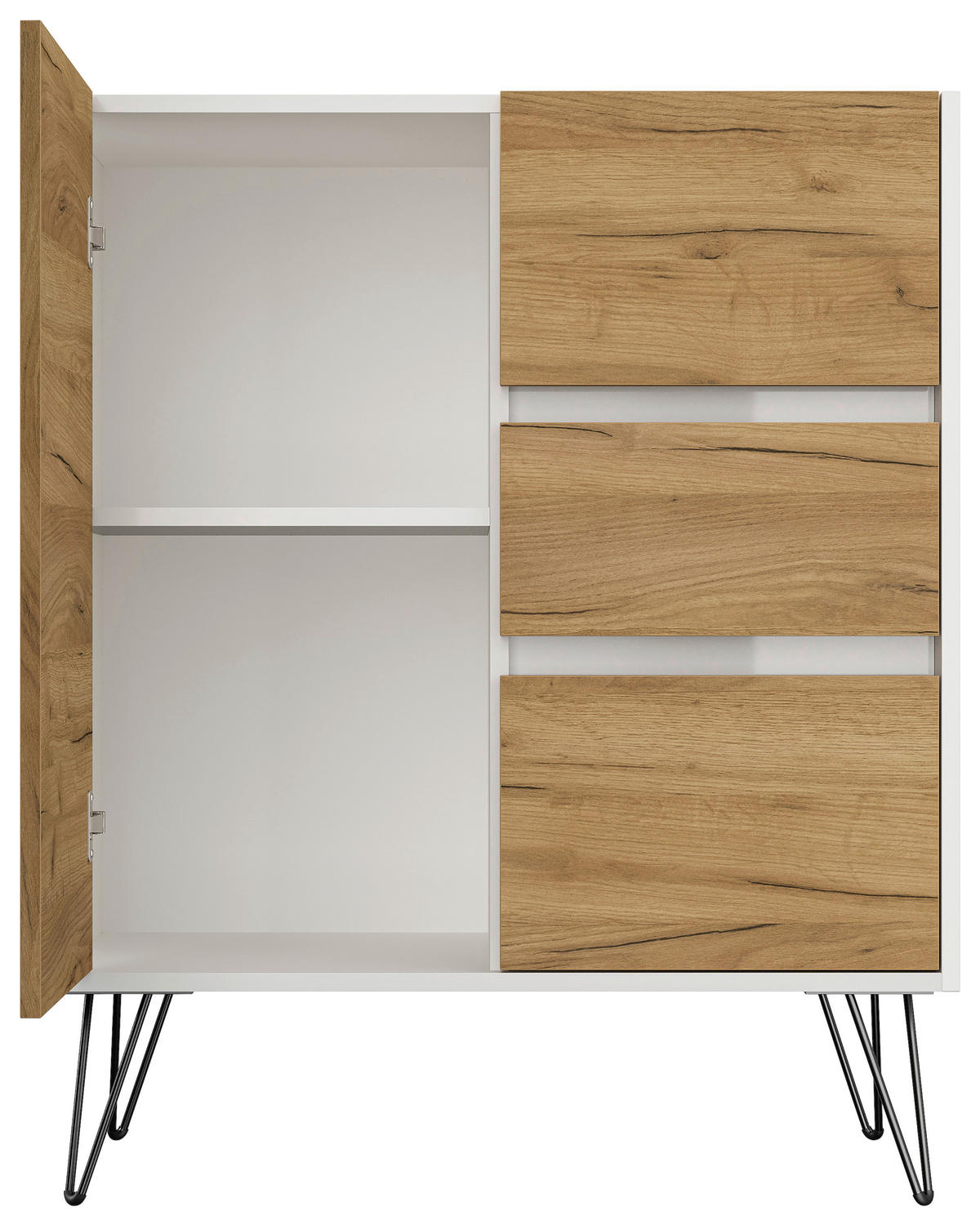 SIDEBOARD Posseik Industrial  in 76/93,6/42 cm  - Elfenbein/Eichefarben, Design, Holzwerkstoff/Metall (76/93,6/42cm) - P & B