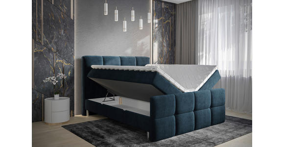 BOXBETT 180/200 cm in Blau, Dunkelblau - Chromfarben/Blau, MODERN, Holz/Holzwerkstoff (180/200cm) - Esposa