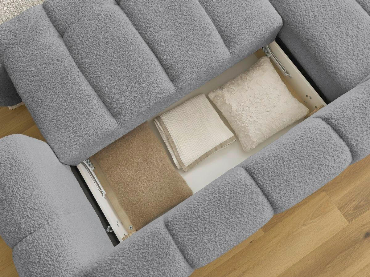 ECKSCHLAFSOFA FUJI Bouclé Dunkelgrau  inkl.  - Dunkelgrau/Schwarz, MODERN, Kunststoff/Textil (160/292cm)