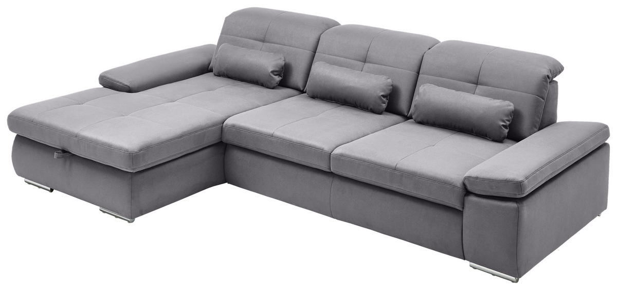 HÖRNSOFFA i flatväv grå  - kromfärg/grå, Design, textil (309/195cm) - Beldomo Style