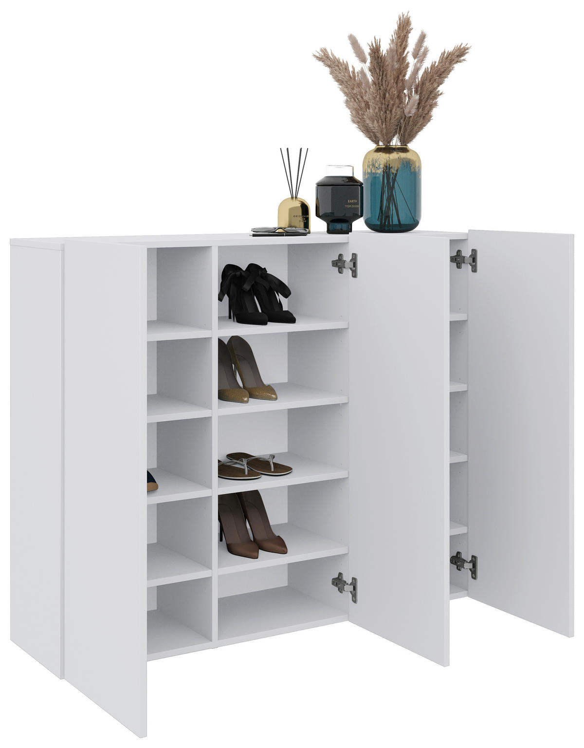 VISEČA OMARA ZA ČEVLJE bela - bela, Design, leseni material (120/100/34cm) - Hom`in