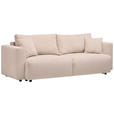 SCHLAFSOFA mit Stoffauswahl, Schlafen auf Sitzhöhe, Rücken echt Cord Beige - Beige/Schwarz, Design, Kunststoff/Textil (250/92/105cm) - Carryhome