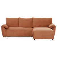 ECKSOFA in Cord Rostfarben  - Rostfarben/Schwarz, Konventionell, Kunststoff/Textil (266/180cm) - MID.YOU