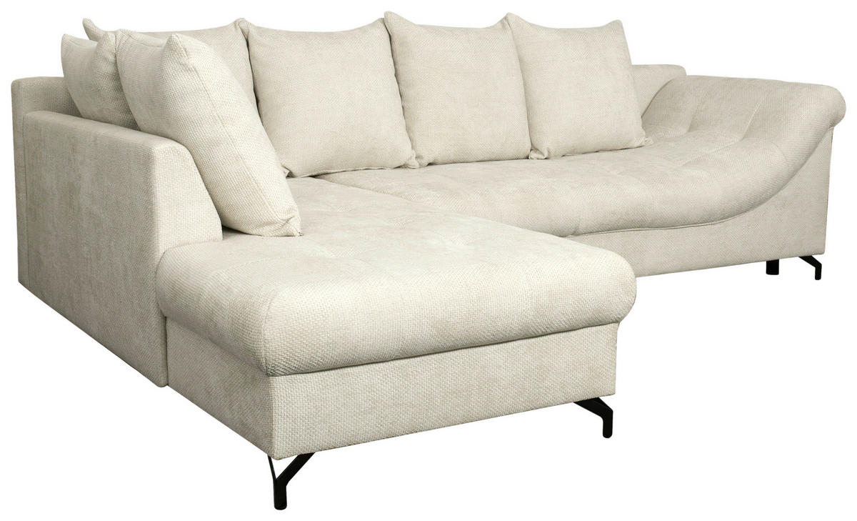 ECKSOFA Perlmutt Struktur  - Perlmutt/Schwarz, KONVENTIONELL, Textil/Metall (194/274cm) - Carryhome