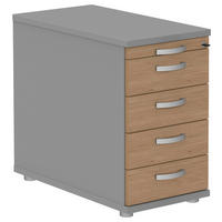 ANSTELLCONTAINER Grau, Eichefarben, Alufarben  - Eichefarben/Alufarben, KONVENTIONELL, Holzwerkstoff/Metall (43/72-78/80cm) - Moderano