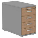 ANSTELLCONTAINER Grau, Eichefarben, Alufarben  - Eichefarben/Alufarben, KONVENTIONELL, Holzwerkstoff/Metall (43/72-78/80cm) - Moderano