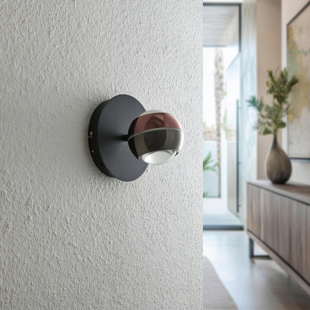 LED-WANDLEUCHTE Easy 20/19 cm  - Schwarz/Kupferfarben, Design, Glas/Kunststoff (20/19cm) - Dieter Knoll