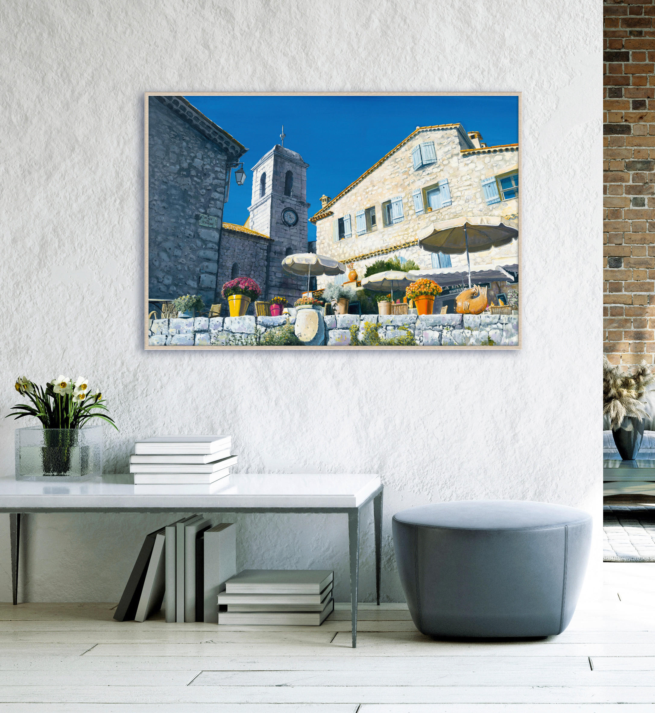 KUNSTDRUCK Städte, Architektur 91,5/61 cm  - Sandfarben/Blau, Basics, Papier (91,5/61cm) - Monee