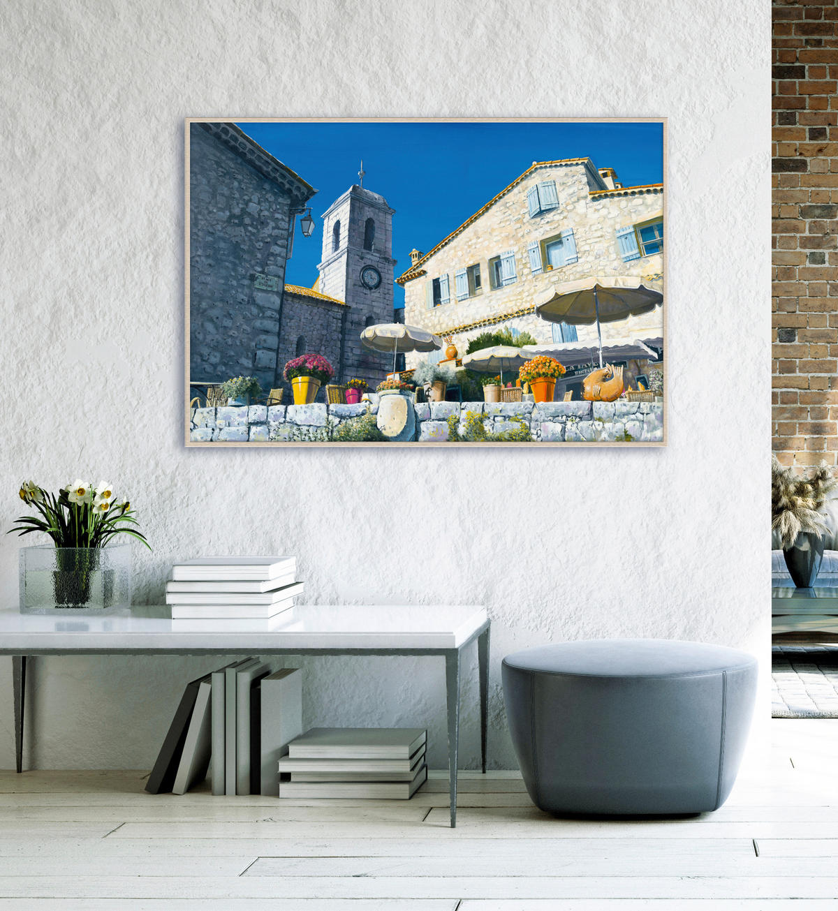 KUNSTDRUCK Städte, Architektur 91,5/61 cm  - Sandfarben/Blau, Basics, Papier (91,5/61cm) - Monee
