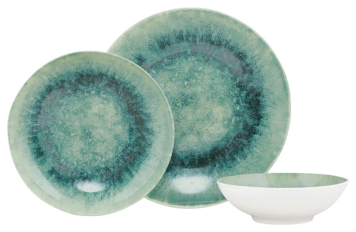 KOMBISERVICE Blau, Mintgrau 18-teilig 6 Personen  - Mintgrau/Blau, Basics, Keramik - P & B