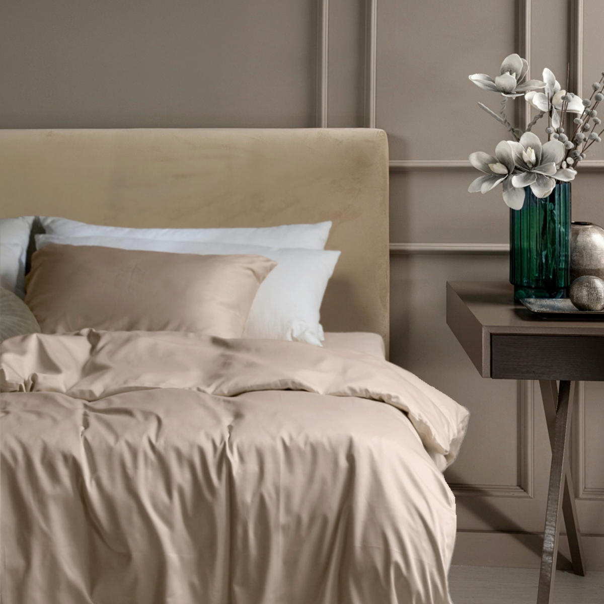 BETTWÄSCHE ELLA Satin 155/220 cm  - Cappuccino, Basics, Textil (155/220cm)