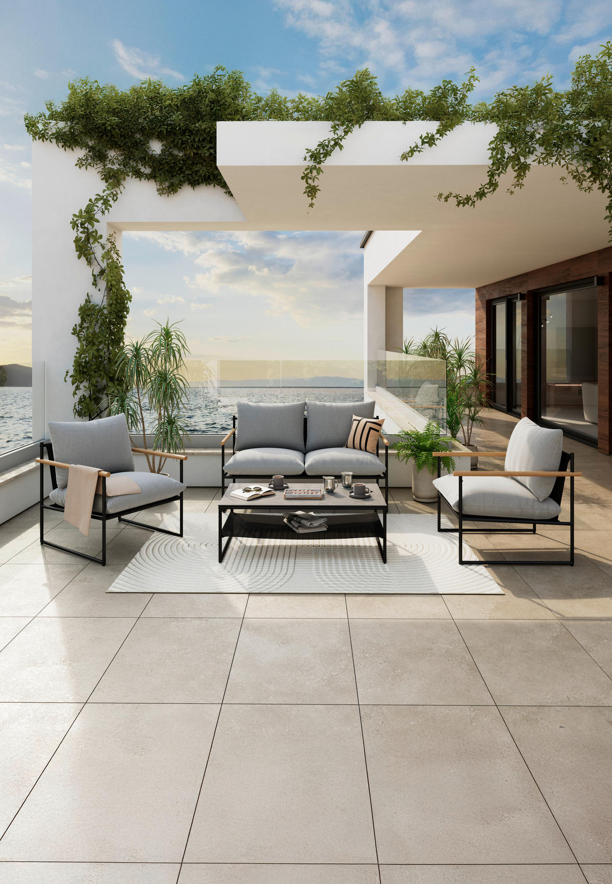 UTEMÖBLER SET 4 delar  - ljusgrå/grå, Design, metall/glas - Ambia Garden