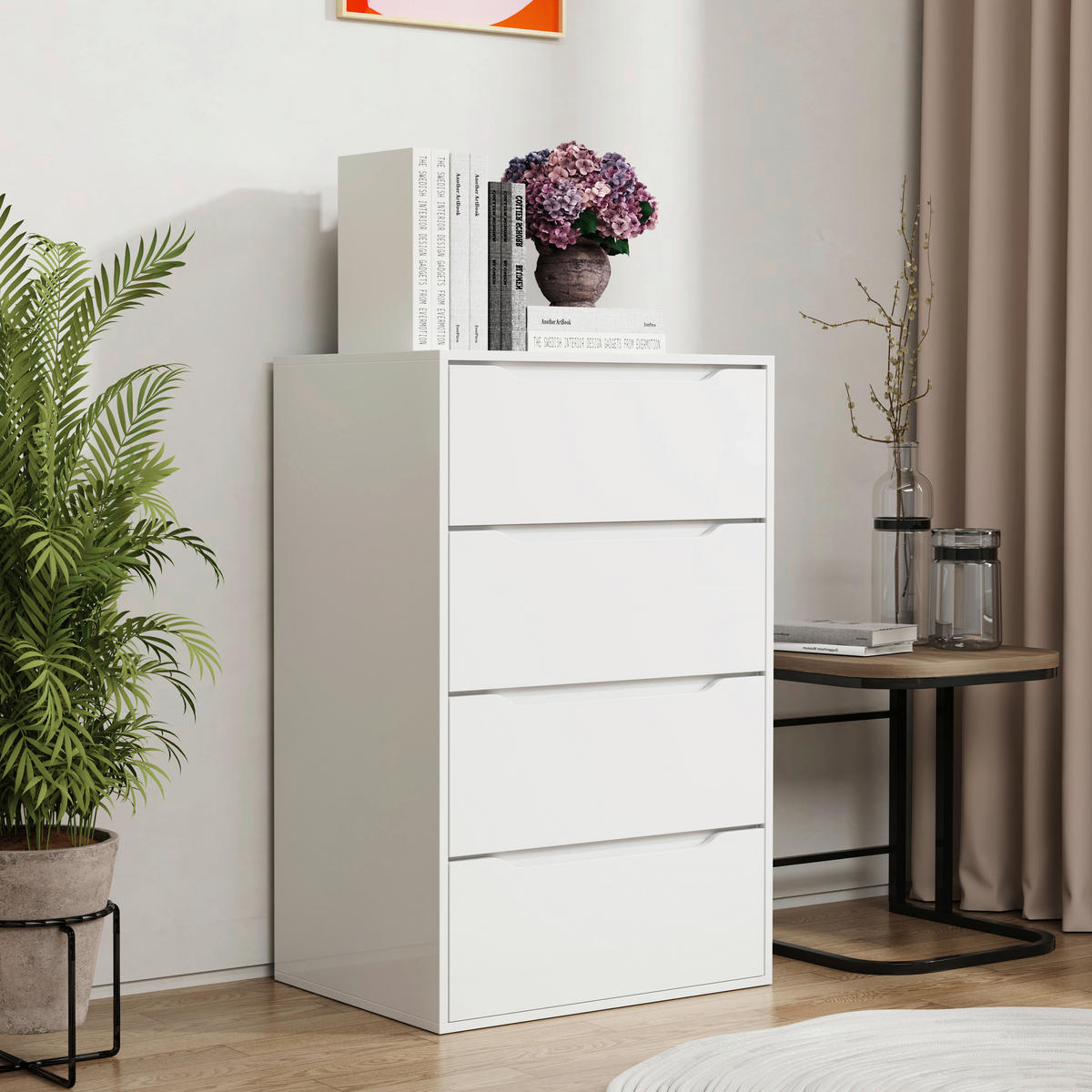 KOMMODE Malira 65/102/48 cm 4 Schublade(n)  - Weiss, Design, Holzwerkstoff (65/102/48cm) - MID.YOU