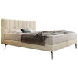 BOXSPRINGBETT 180/200 cm  in Beige  - Beige/Schwarz, Design, Leder/Textil (180/200cm) - Esposa