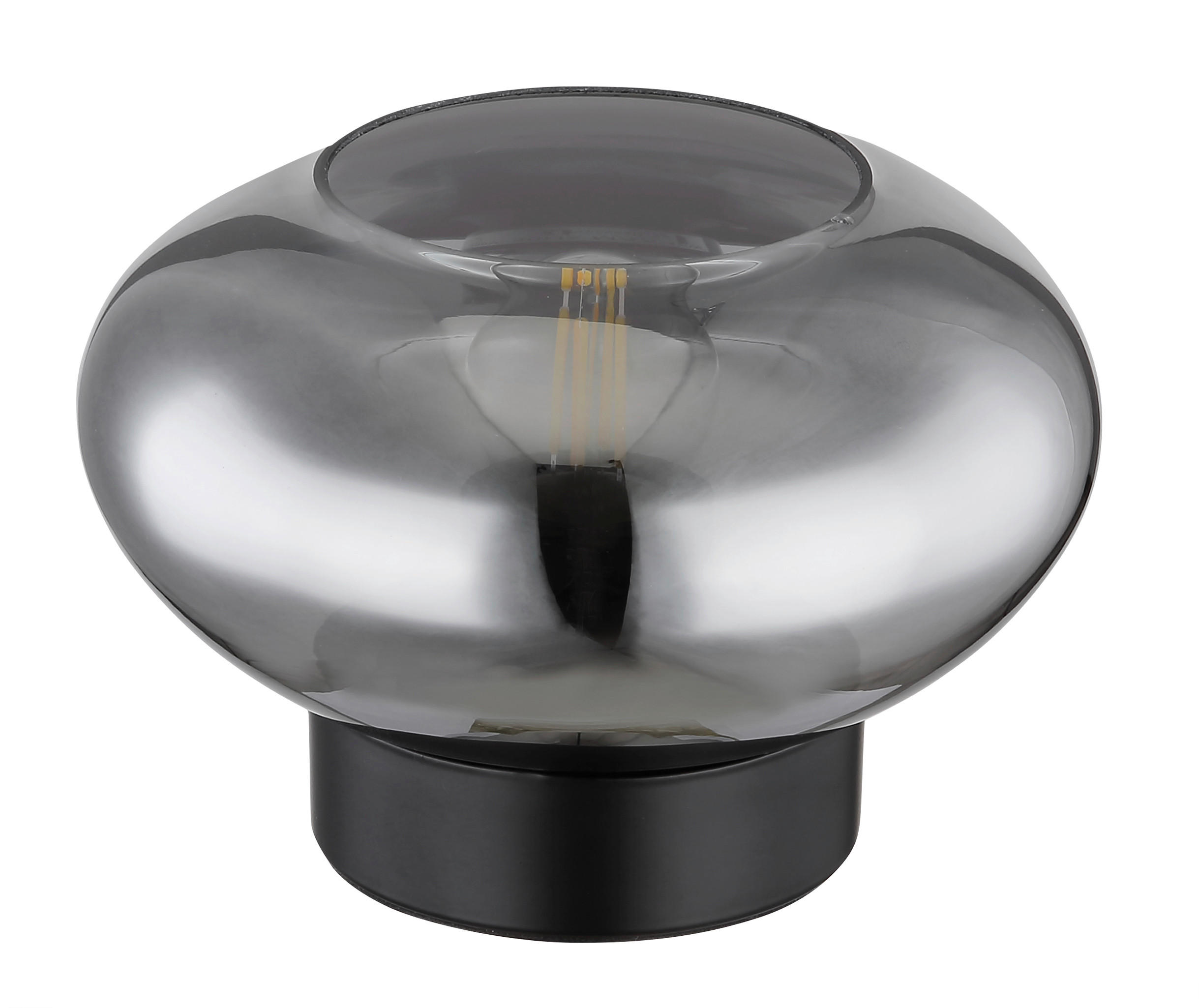 TISCHLEUCHTE 18/12,5 cm   - Schwarz, Design, Glas/Metall (18/12,5cm) - Globo