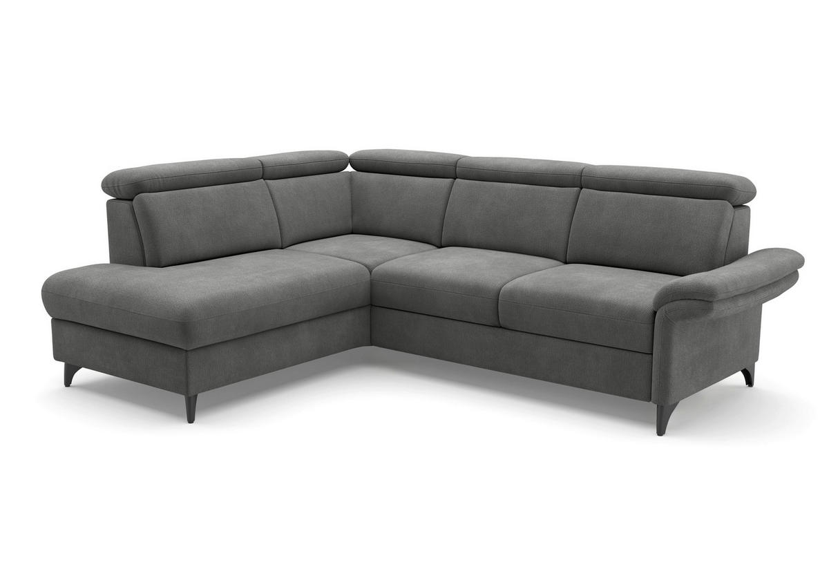 ECKSOFA GLENDALE E Grau Flachgewebe  - Schwarz/Grau, KONVENTIONELL, Textil/Metall (193/247cm) - Sit & More