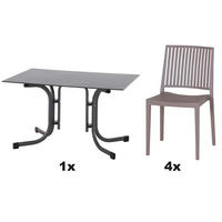 GARTENGARNITUR 5-teilig  - Taupe/Anthrazit, Basics, Holzwerkstoff/Kunststoff (80/80/120cm) - Siena Garden