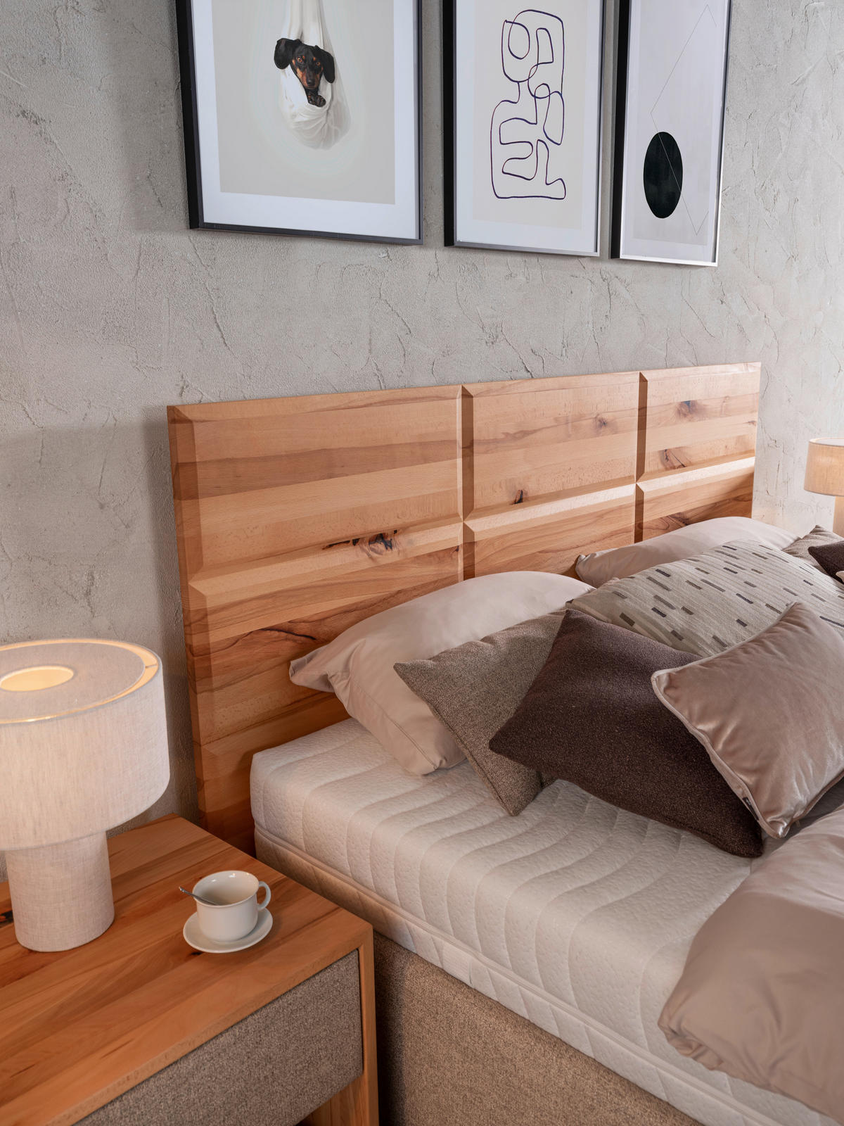 POLSTERBETT 180/200 cm  in Buchefarben, Hellbraun  - Hellbraun/Weiss, Design, Holz/Textil (180/200cm) - Valnatura