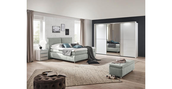 BOXSPRINGBETT 180/200 cm  in Hellgrau  - Edelstahlfarben/Hellgrau, KONVENTIONELL, Textil (180/200cm) - Dieter Knoll