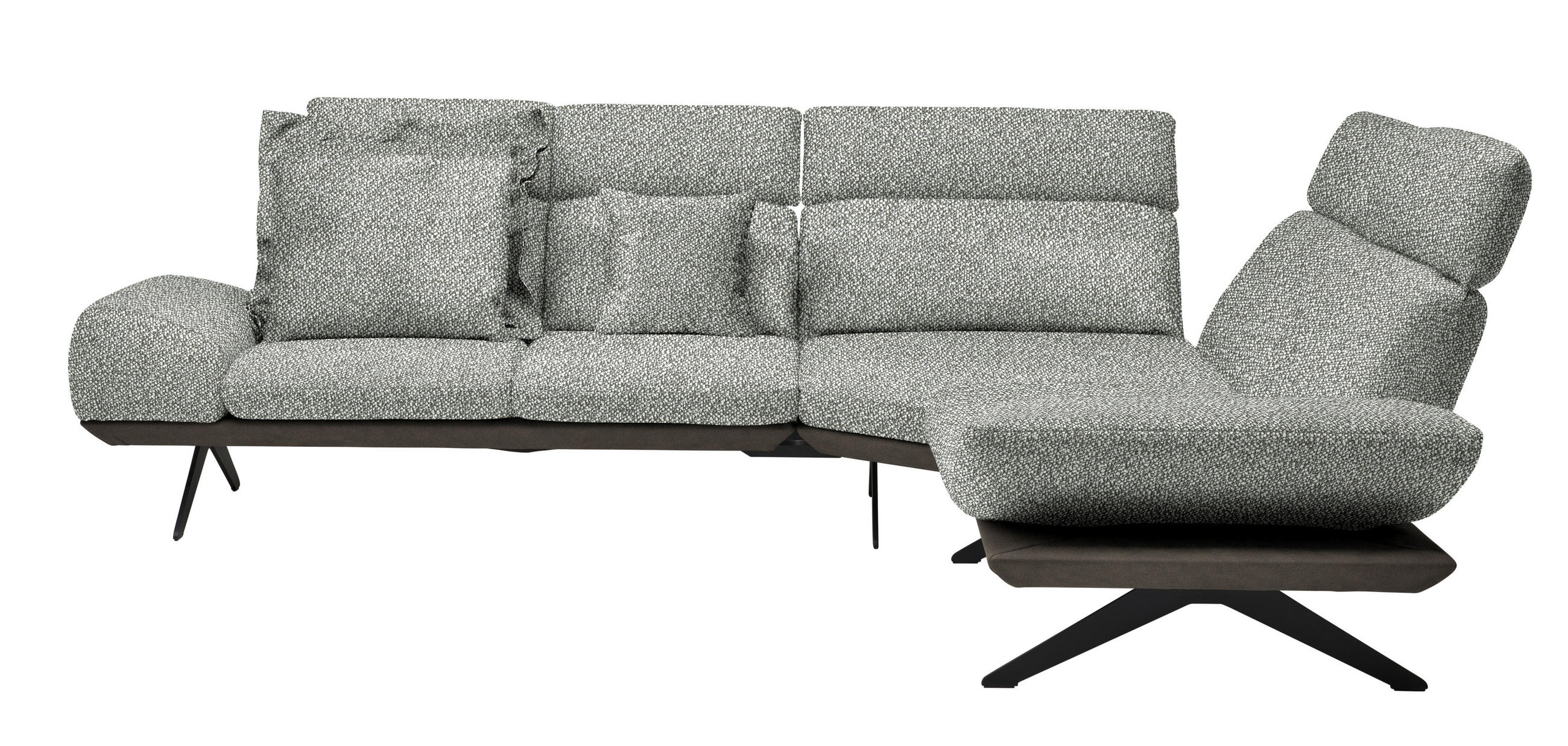 ECKSOFA in Flachgewebe Grau  270/239 cm  - Dunkelgrau/Schwarz, Design, Textil/Metall (270/239cm) - Koinor