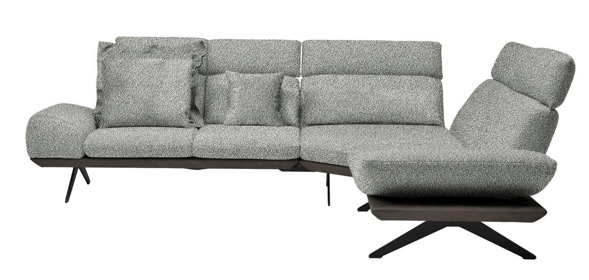 ECKSOFA in Flachgewebe Grau  270/239 cm  - Dunkelgrau/Schwarz, Design, Textil/Metall (270/239cm) - Koinor