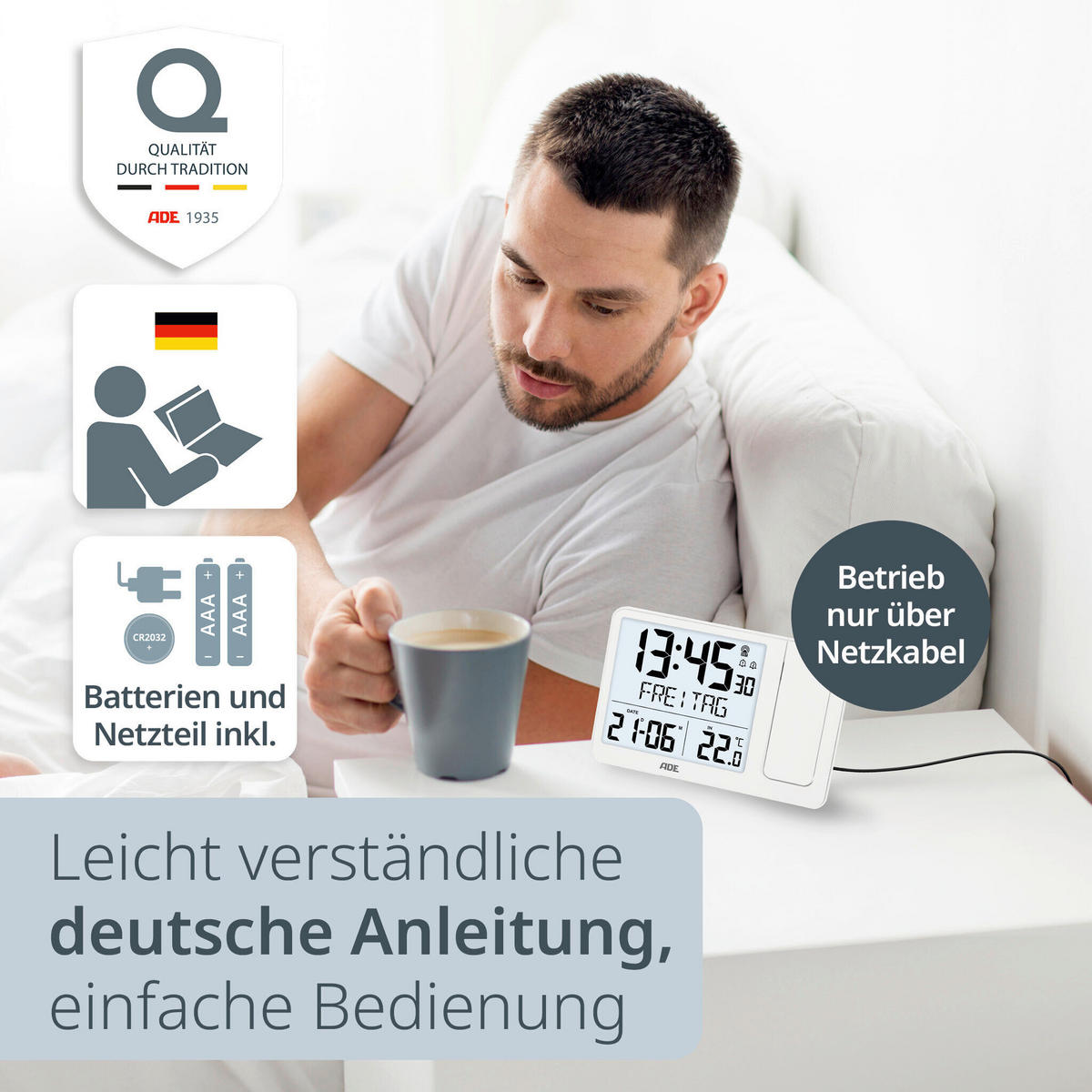 FUNKUHR Weiß  - Weiß, Basics, Kunststoff (15,4/10,4/4,2cm)