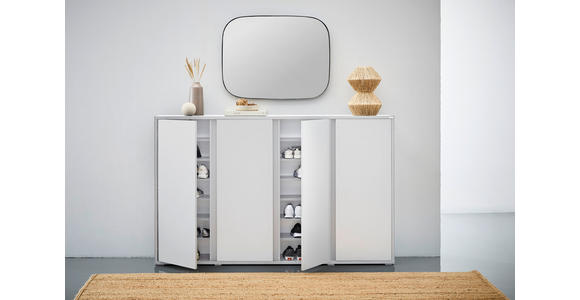 SCHUHSCHRANK 192,7/120/33,8 cm - Alufarben/Weiß, MODERN, Holzwerkstoff/Kunststoff (192,7/120/33,8cm) - Xora