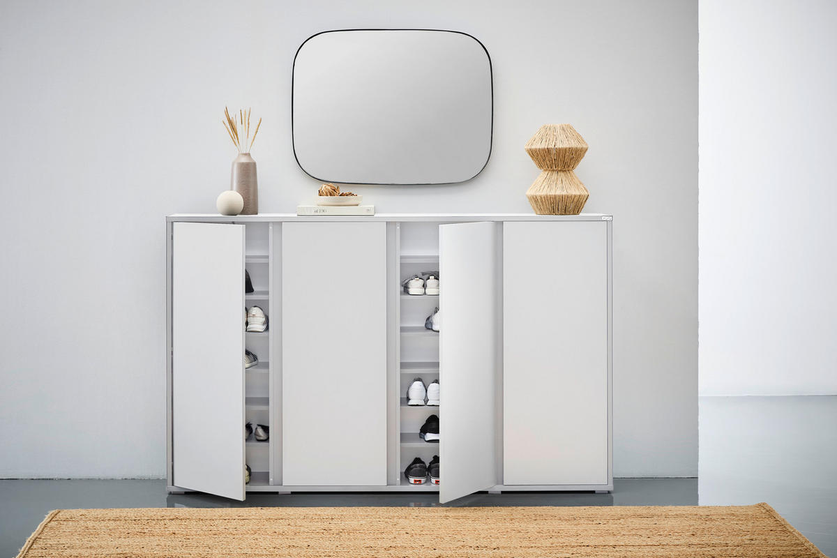 OMARA ZA ČEVLJE bela - bela/barve aluminija, Moderno, umetna masa/leseni material (192,7/120/33,8cm) - Xora
