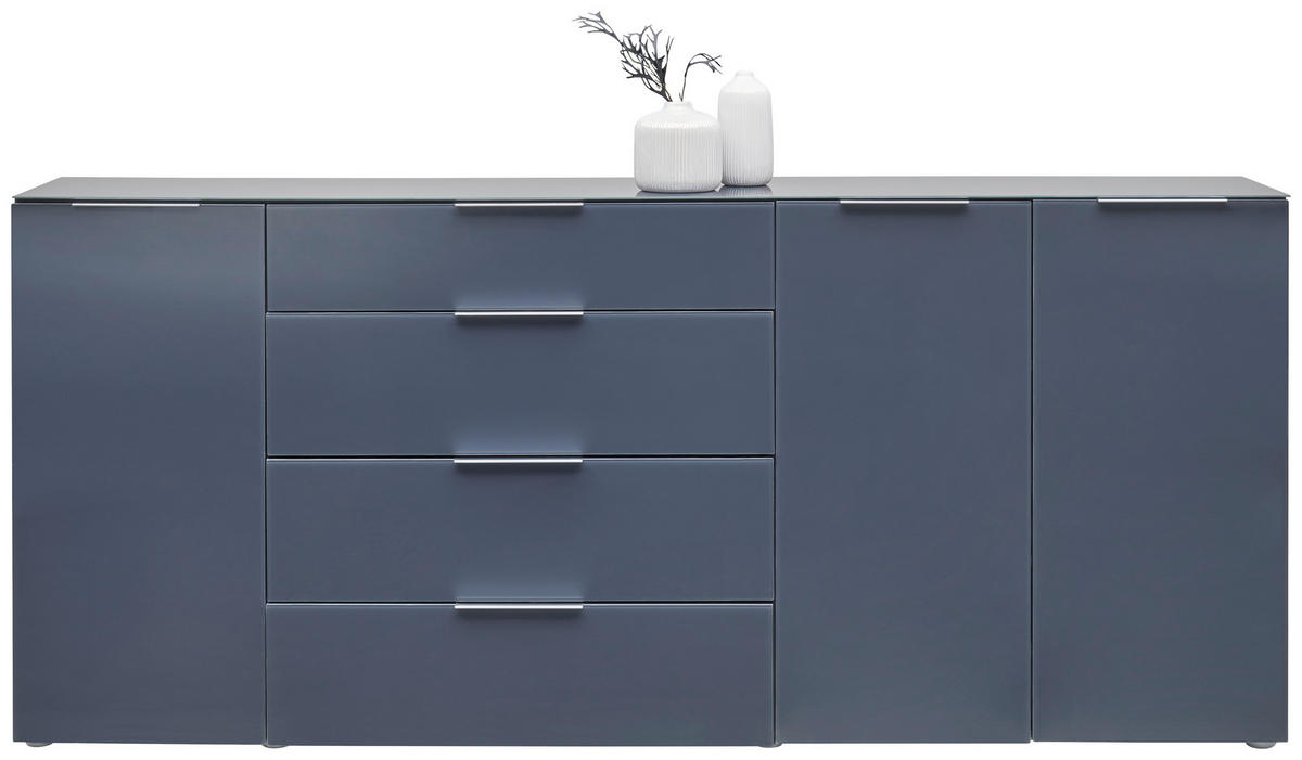 SIDEBOARD 225/99/42 cm  in Anthrazit  - Anthrazit/Alufarben, Design, Glas/Holzwerkstoff (225/99/42cm) - Voleo