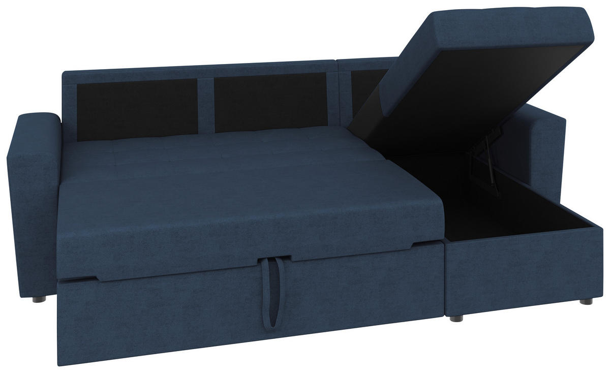 ECKSOFA TERMOLI Dunkelblau Jacquard  inkl. Rückenkissen, Bettkasten  - Schwarz/Dunkelblau, Design, Kunststoff/Textil (231/155cm) - MID.YOU