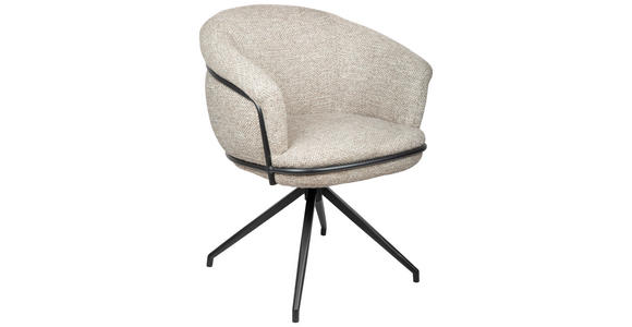 ARMLEHNSTUHL  in Eisen Bouclé  - Schwarz/Naturfarben, Design, Textil/Metall (65/80,5/65cm) - Belluti